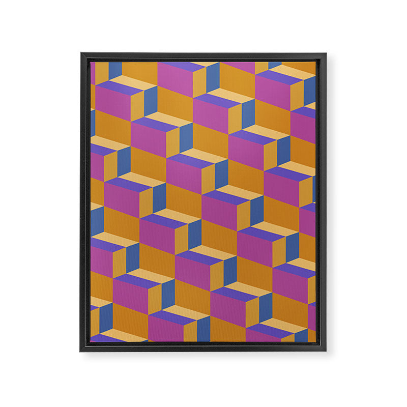 Cuboid Geometric Abstract Shapes Pattern XXV Framed Canvas Print Gallery Image 8