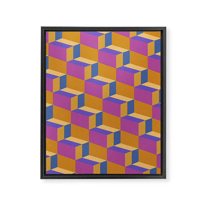 Cuboid Geometric Abstract Shapes Pattern XXV Framed Canvas Print Gallery Image 1