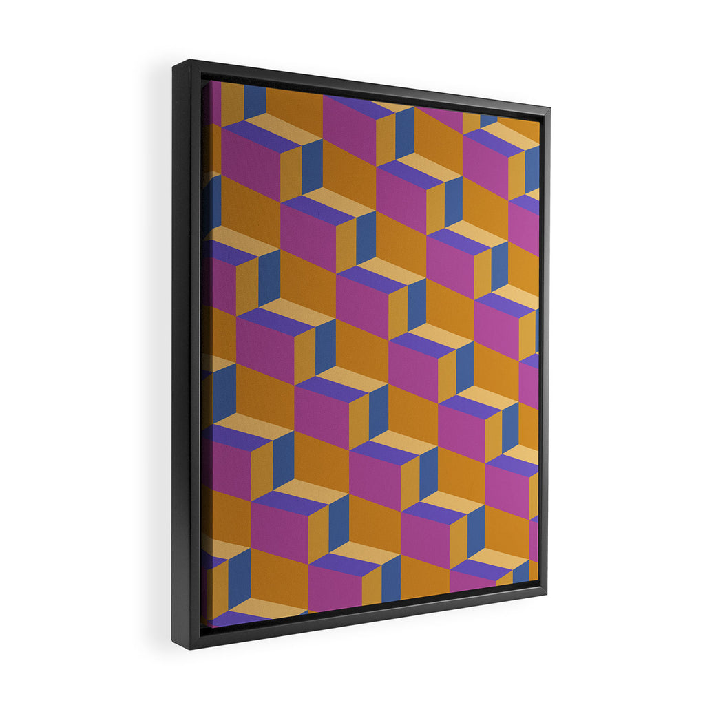 Cuboid Geometric Abstract Shapes Pattern XXV Framed Canvas Print Gallery Image 2