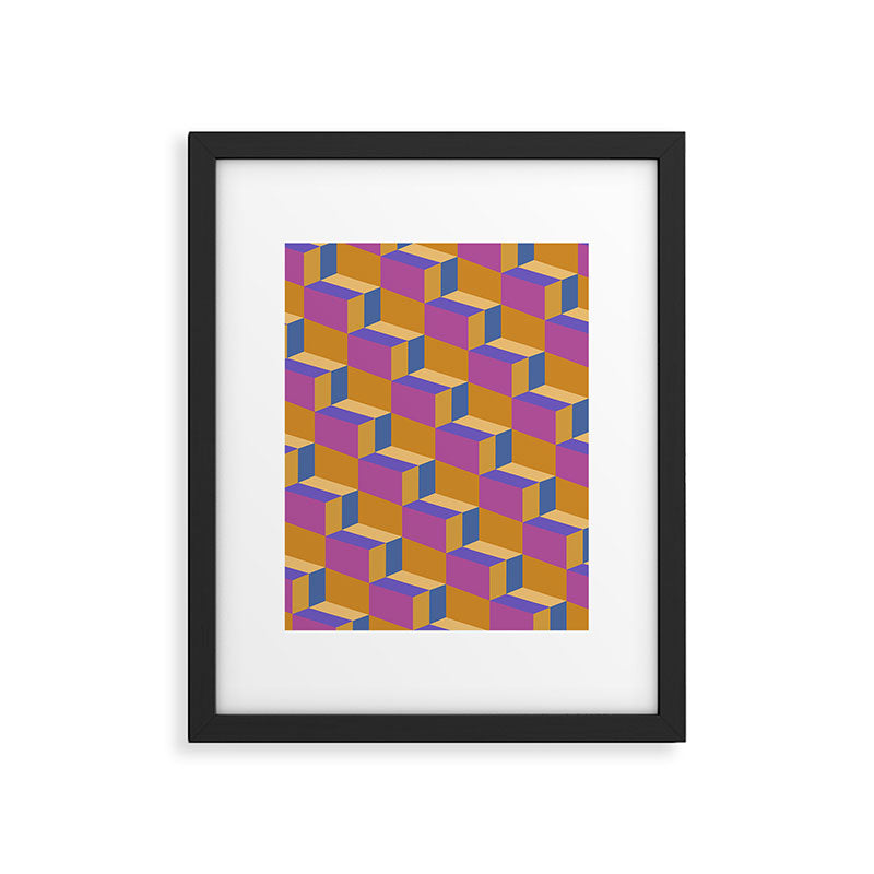 Cuboid Geometric Abstract Shapes Pattern XXV Framed Art Print Gallery Image 6