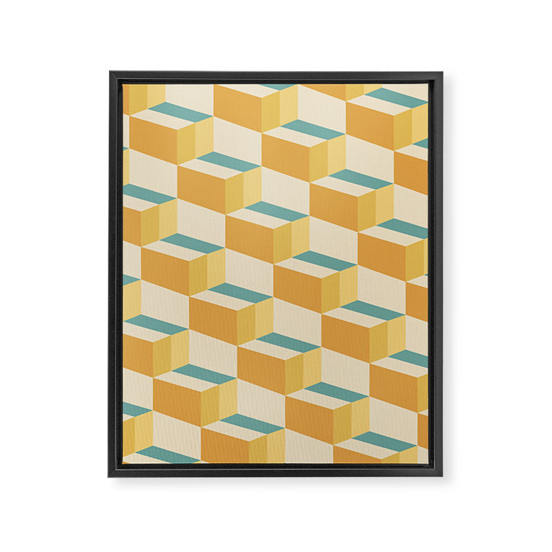 Cuboid Geometric Abstract Shapes Pattern XXVI Framed Canvas Print Gallery Image 8