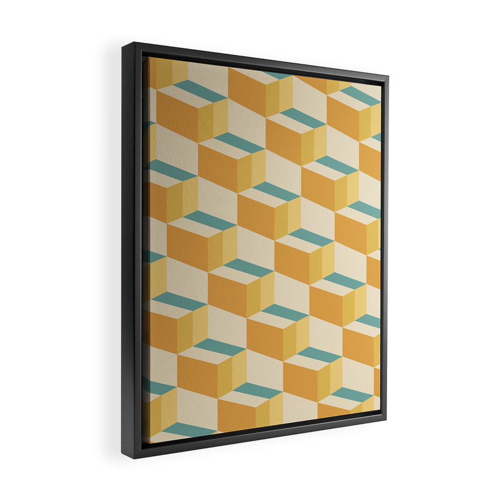 Cuboid Geometric Abstract Shapes Pattern XXVI Framed Canvas Print Gallery Image 2