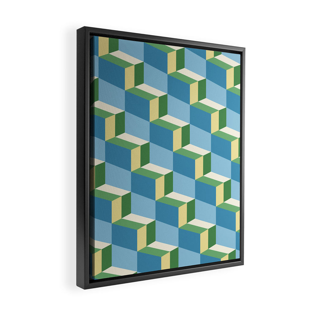 Cuboid Geometric Abstract Shapes Pattern XXVII Framed Canvas Print Gallery Image 2