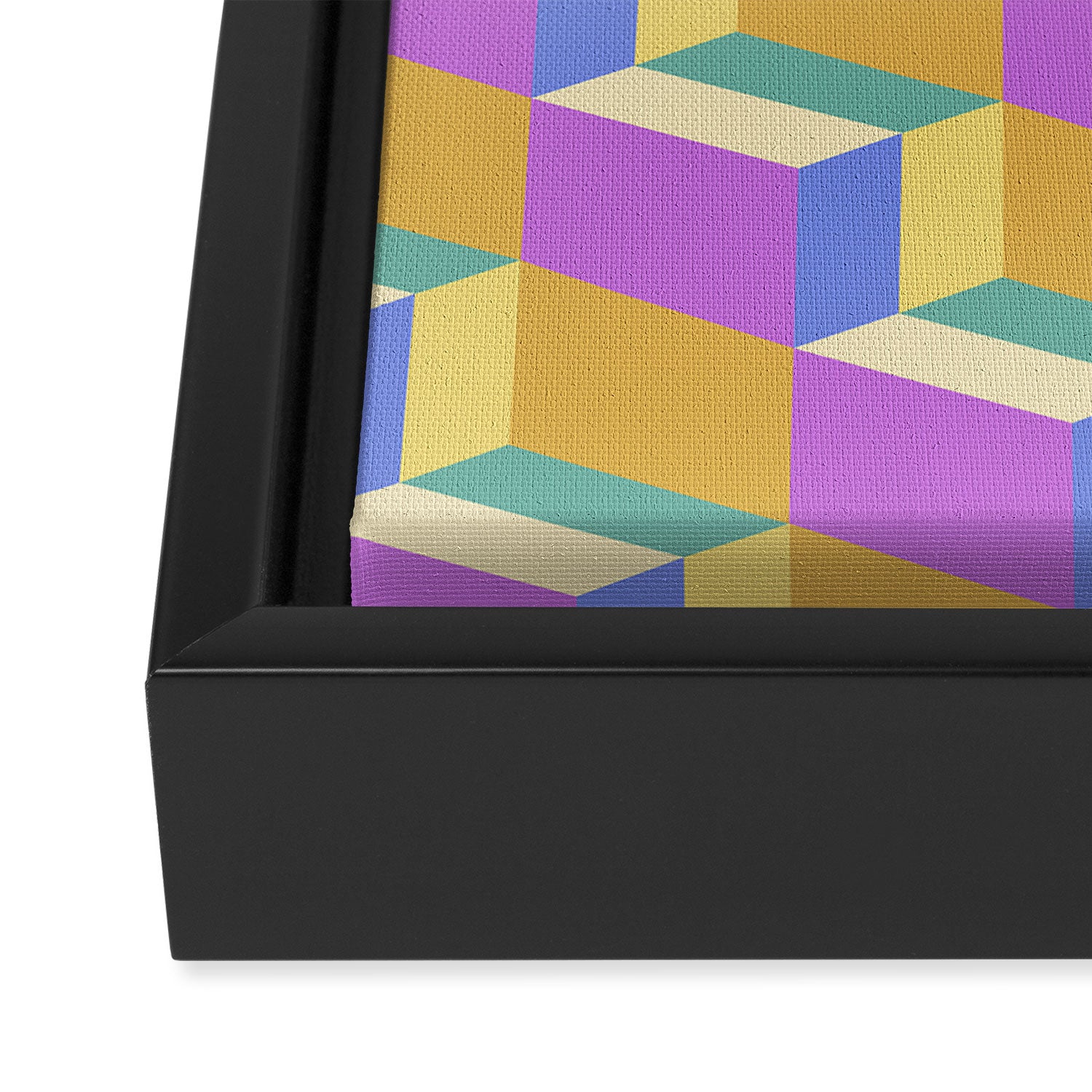 Cuboid Geometric Abstract Shapes Pattern XXVIII Framed Canvas Print Gallery Image 3