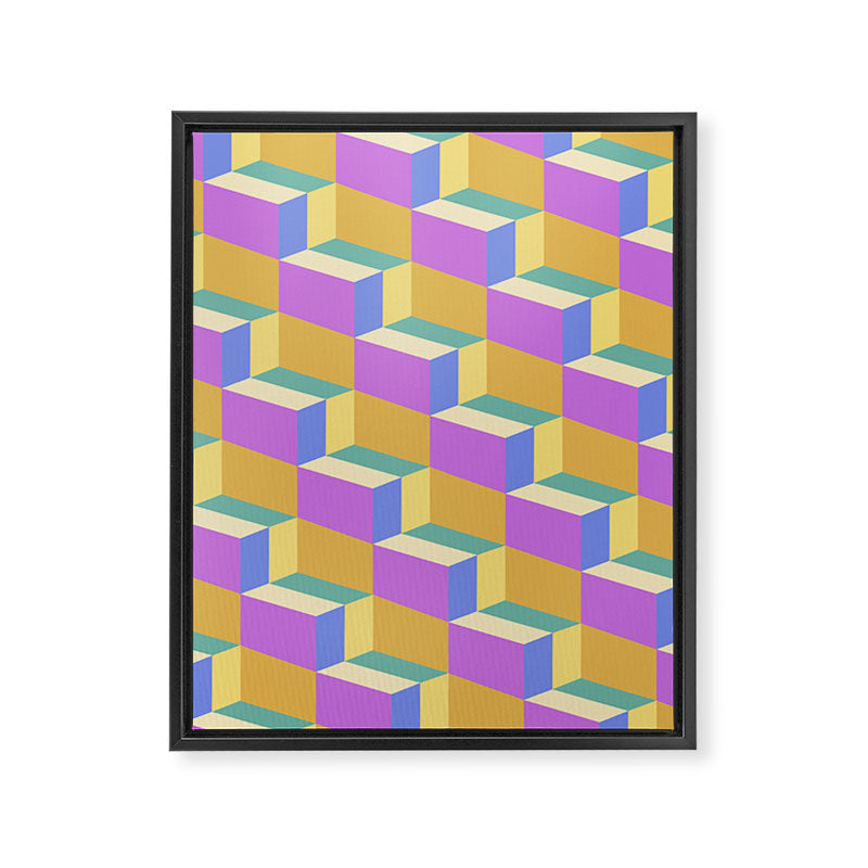 Cuboid Geometric Abstract Shapes Pattern XXVIII Framed Canvas Print Gallery Image 8