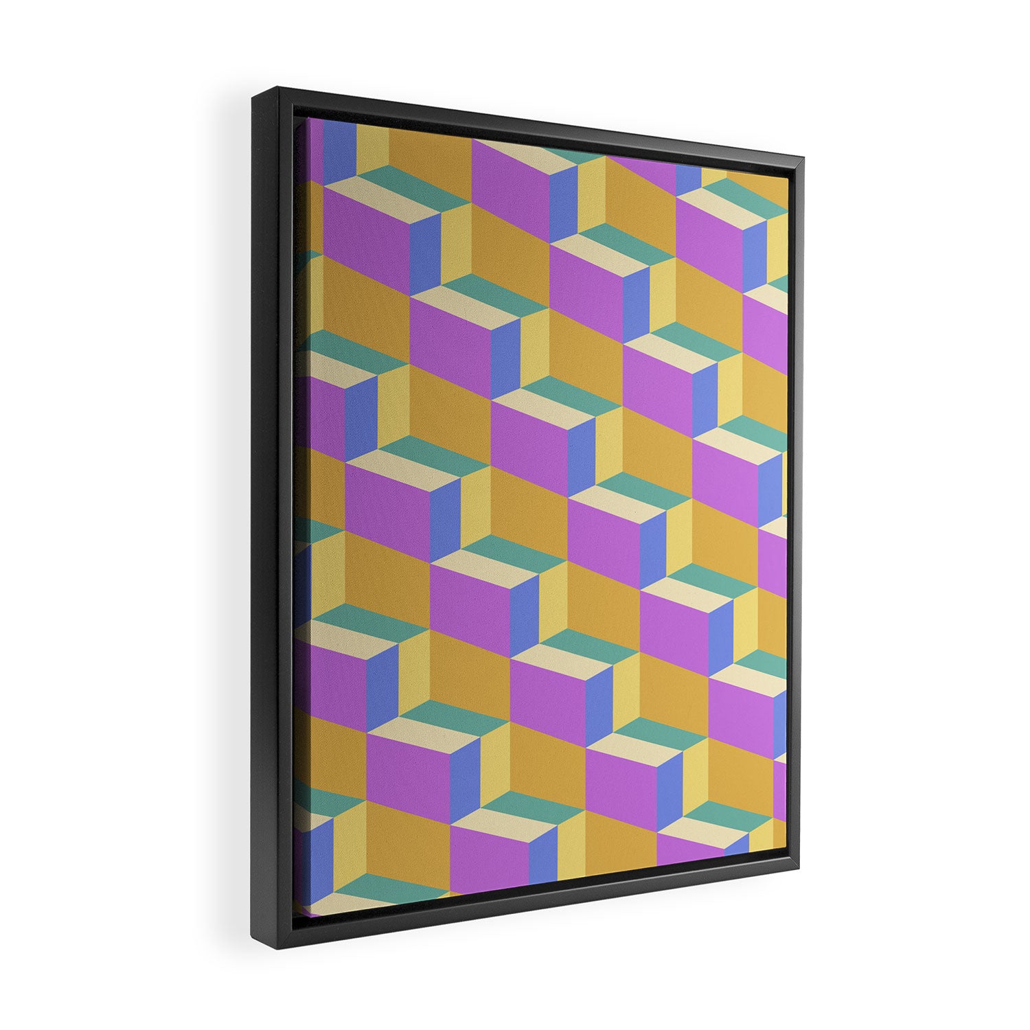 Cuboid Geometric Abstract Shapes Pattern XXVIII Framed Canvas Print Gallery Image 2