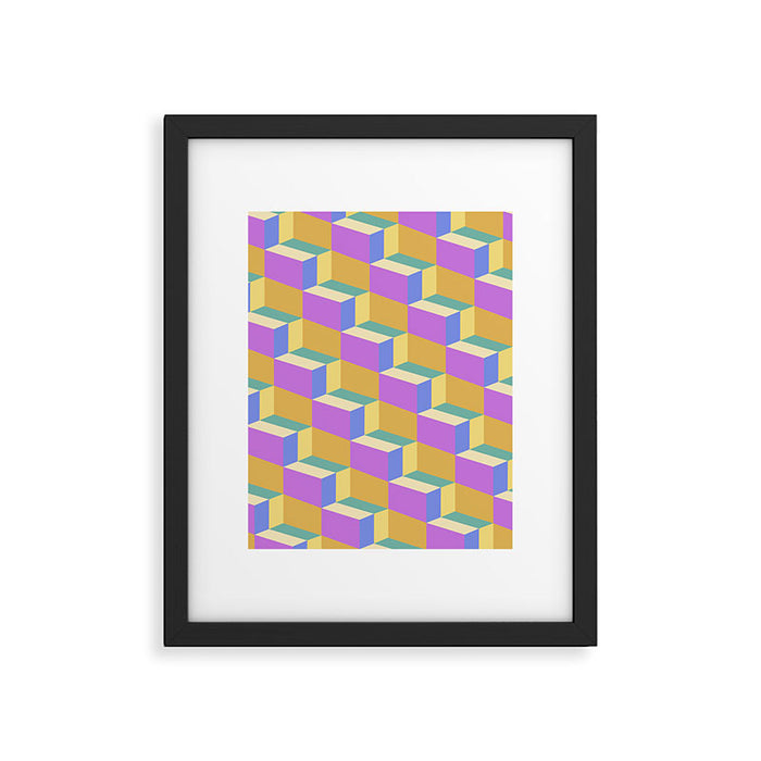 Cuboid Geometric Abstract Shapes Pattern XXVIII Framed Art Print Gallery Image 1