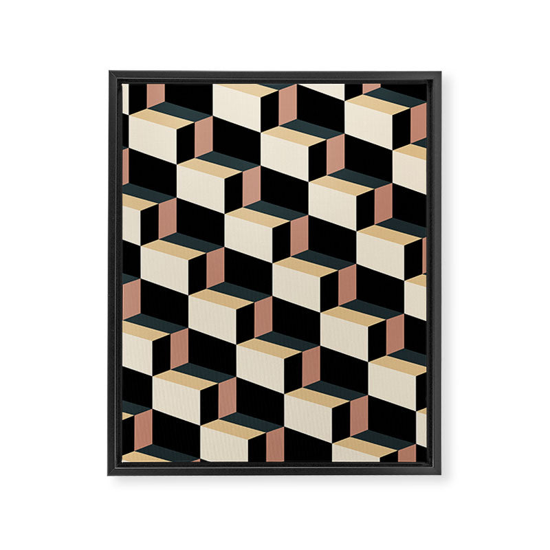 Cuboid Geometric Abstract Shapes Pattern XXXI Framed Canvas Print Gallery Image 8
