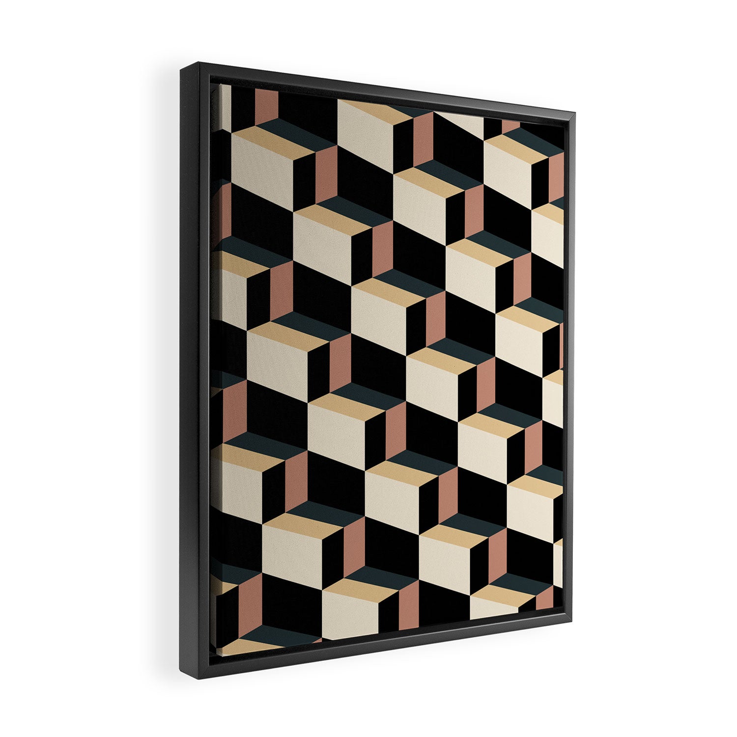 Cuboid Geometric Abstract Shapes Pattern XXXI Framed Canvas Print Gallery Image 2