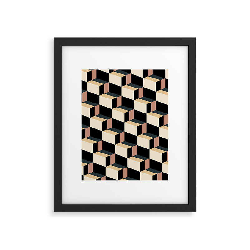 Cuboid Geometric Abstract Shapes Pattern XXXI Framed Art Print Gallery Image 6