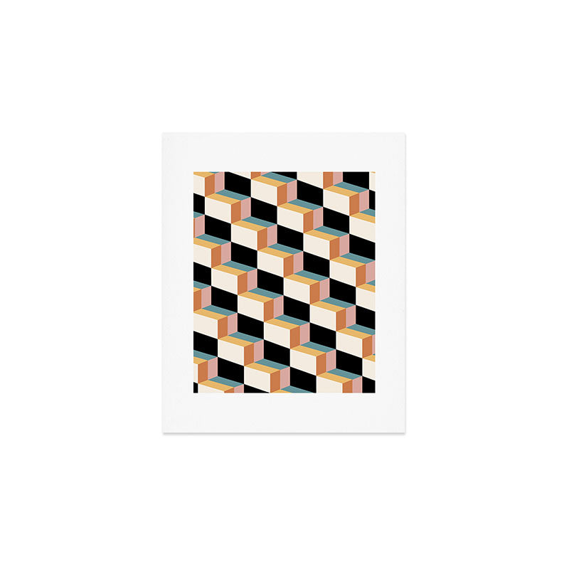 Cuboid Geometric Abstract Shapes Pattern XXXII Art Print Gallery Image 1