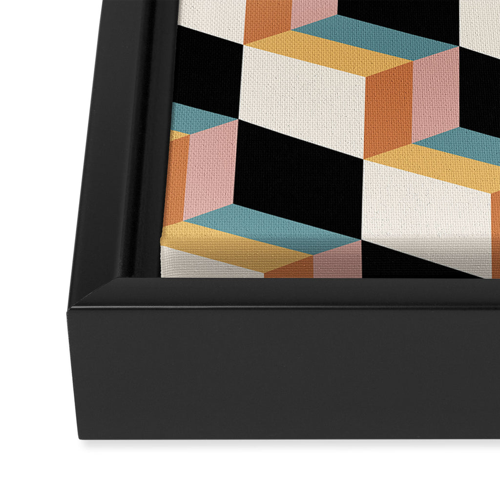 Cuboid Geometric Abstract Shapes Pattern XXXII Framed Canvas Print Gallery Image 3