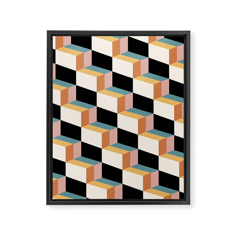 Cuboid Geometric Abstract Shapes Pattern XXXII Framed Canvas Print Gallery Image 8