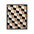 Cuboid Geometric Abstract Shapes Pattern XXXII Framed Canvas Print Gallery Image 8