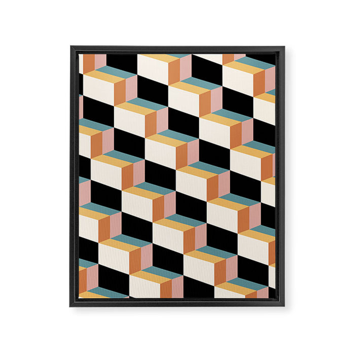 Cuboid Geometric Abstract Shapes Pattern XXXII Framed Canvas Print Gallery Image 1