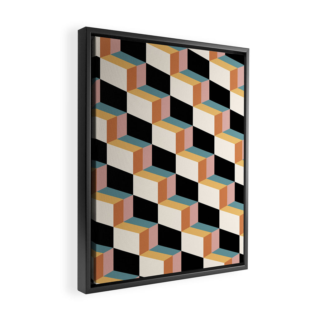 Cuboid Geometric Abstract Shapes Pattern XXXII Framed Canvas Print Gallery Image 2