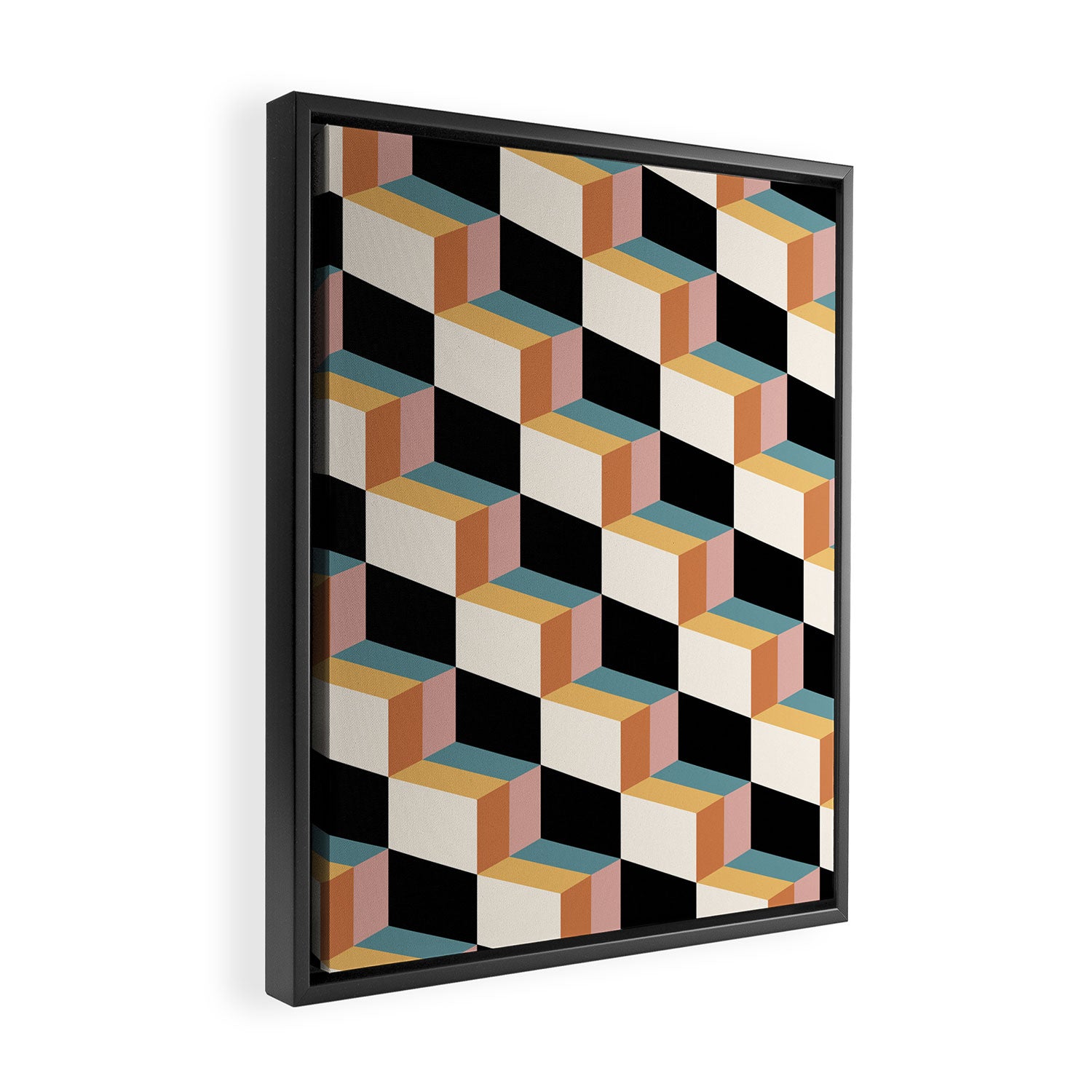 Cuboid Geometric Abstract Shapes Pattern XXXII Framed Canvas Print Gallery Image 2