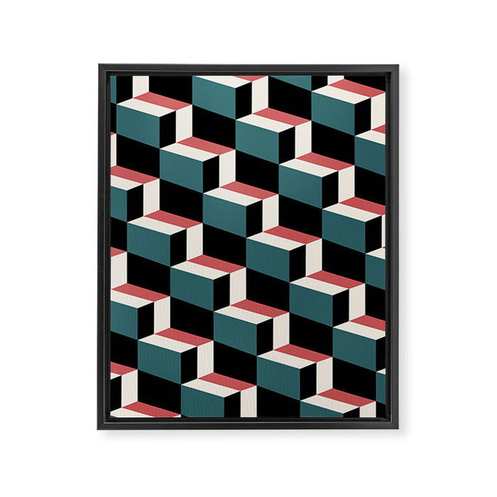 Cuboid Geometric Abstract Shapes Pattern XXXIII Framed Canvas Print Gallery Image 1