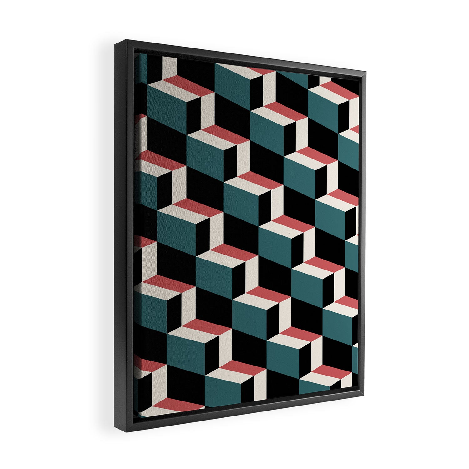 Cuboid Geometric Abstract Shapes Pattern XXXIII Framed Canvas Print Gallery Image 2