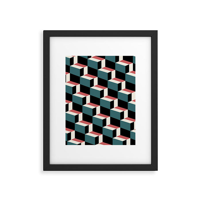 Cuboid Geometric Abstract Shapes Pattern XXXIII Framed Art Print Gallery Image 1