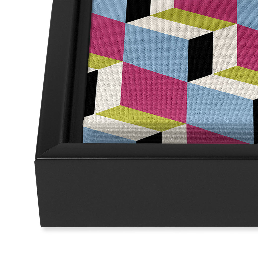 Cuboid Geometric Abstract Shapes Pattern XXXIV Framed Canvas Print Gallery Image 3