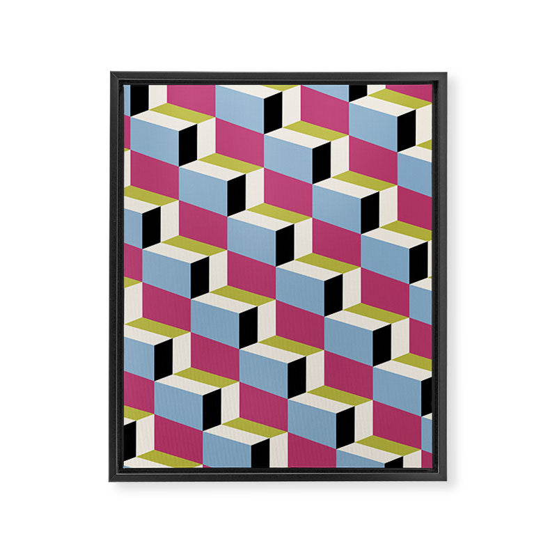 Cuboid Geometric Abstract Shapes Pattern XXXIV Framed Canvas Print Gallery Image 8