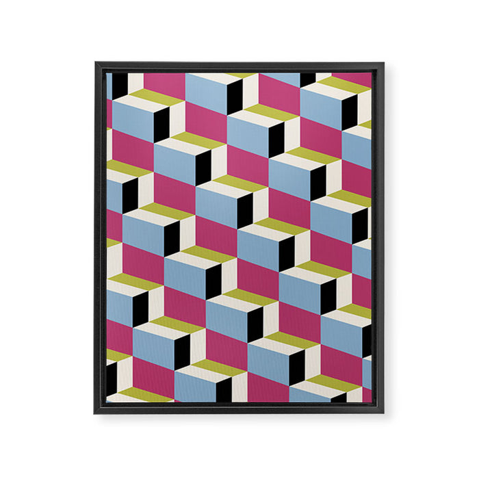 Cuboid Geometric Abstract Shapes Pattern XXXIV Framed Canvas Print Gallery Image 1
