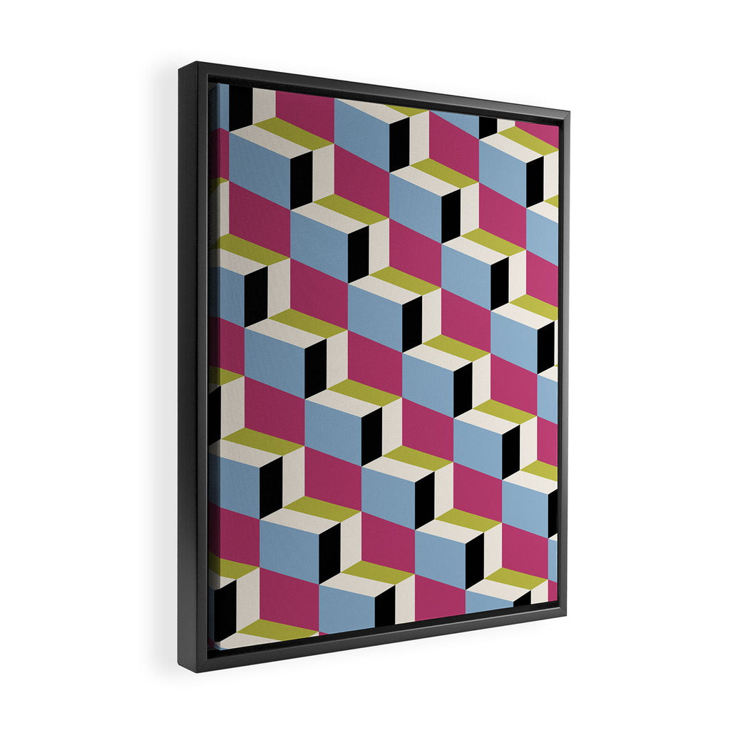 Cuboid Geometric Abstract Shapes Pattern XXXIV Framed Canvas Print Gallery Image 2