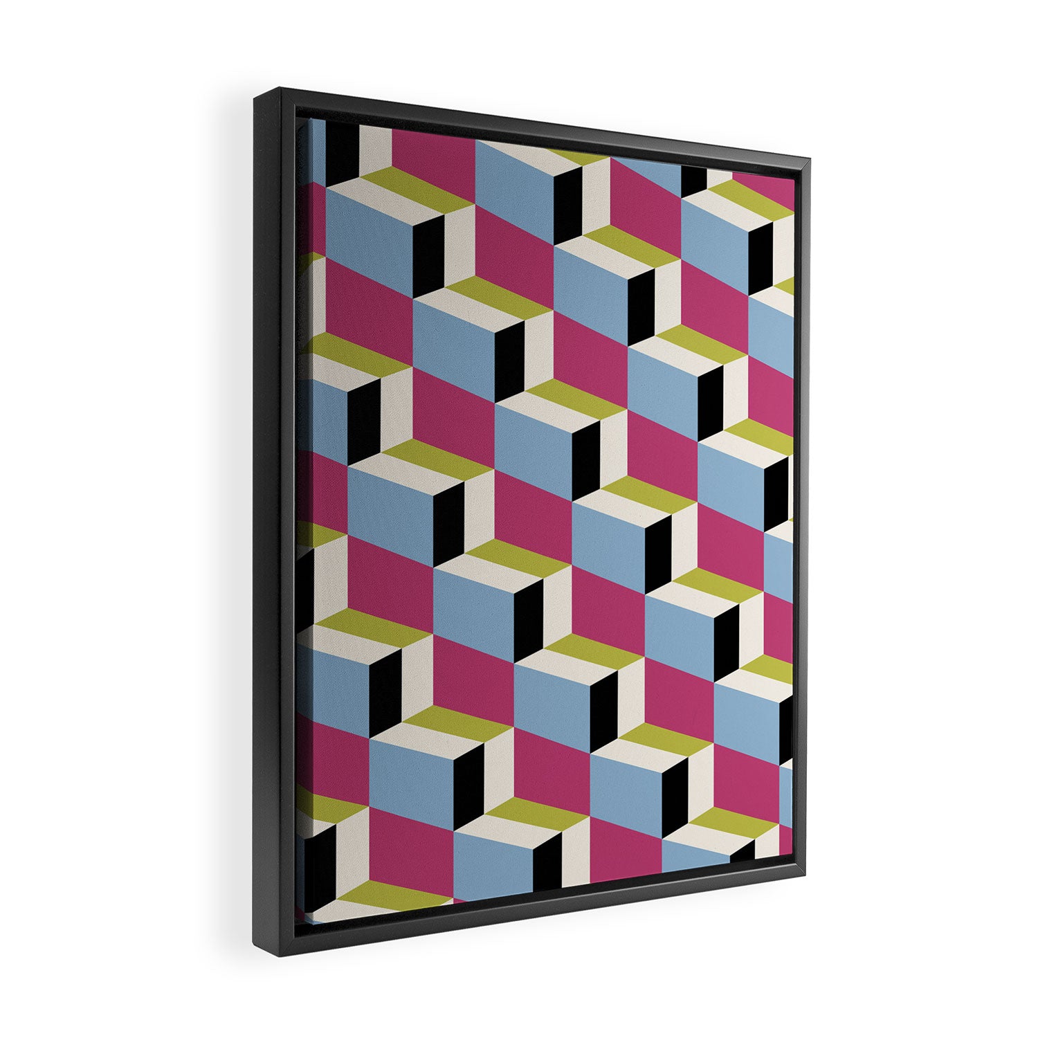 Cuboid Geometric Abstract Shapes Pattern XXXIV Framed Canvas Print Gallery Image 2