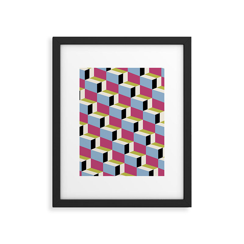 Cuboid Geometric Abstract Shapes Pattern XXXIV Framed Art Print Gallery Image 6