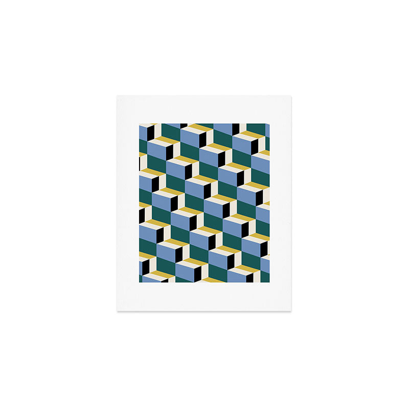 Cuboid Geometric Abstract Shapes Pattern XXXV Art Print Gallery Image 1
