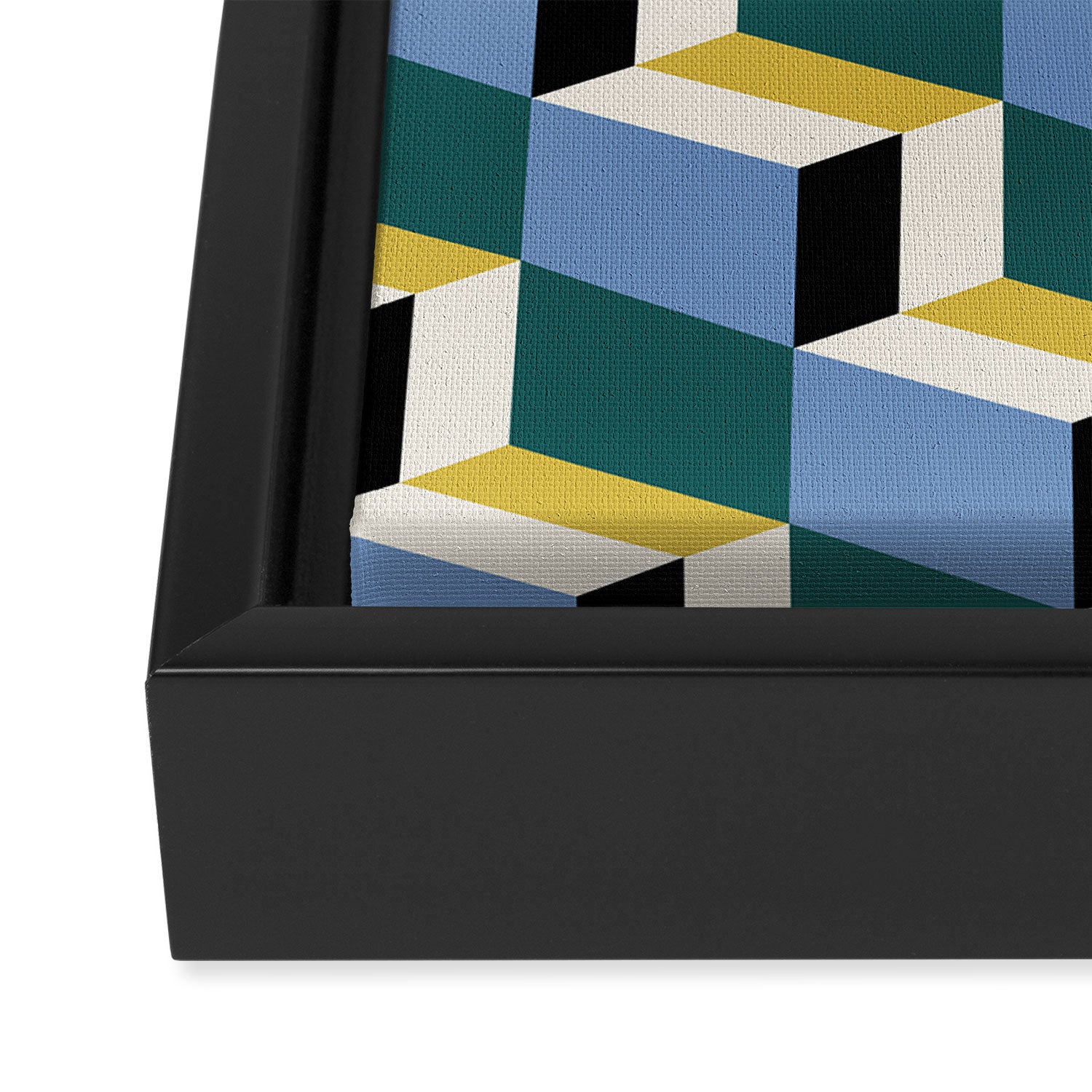 Cuboid Geometric Abstract Shapes Pattern XXXV Framed Canvas Print Gallery Image 3