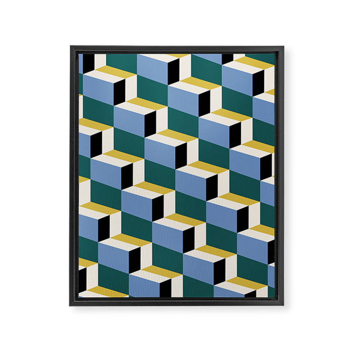 Cuboid Geometric Abstract Shapes Pattern XXXV Framed Canvas Print Gallery Image 1