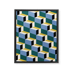 Cuboid Geometric Abstract Shapes Pattern XXXV Framed Canvas Print Gallery Image 8