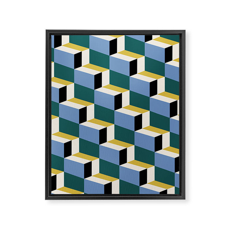Cuboid Geometric Abstract Shapes Pattern XXXV Framed Canvas Print Gallery Image 8