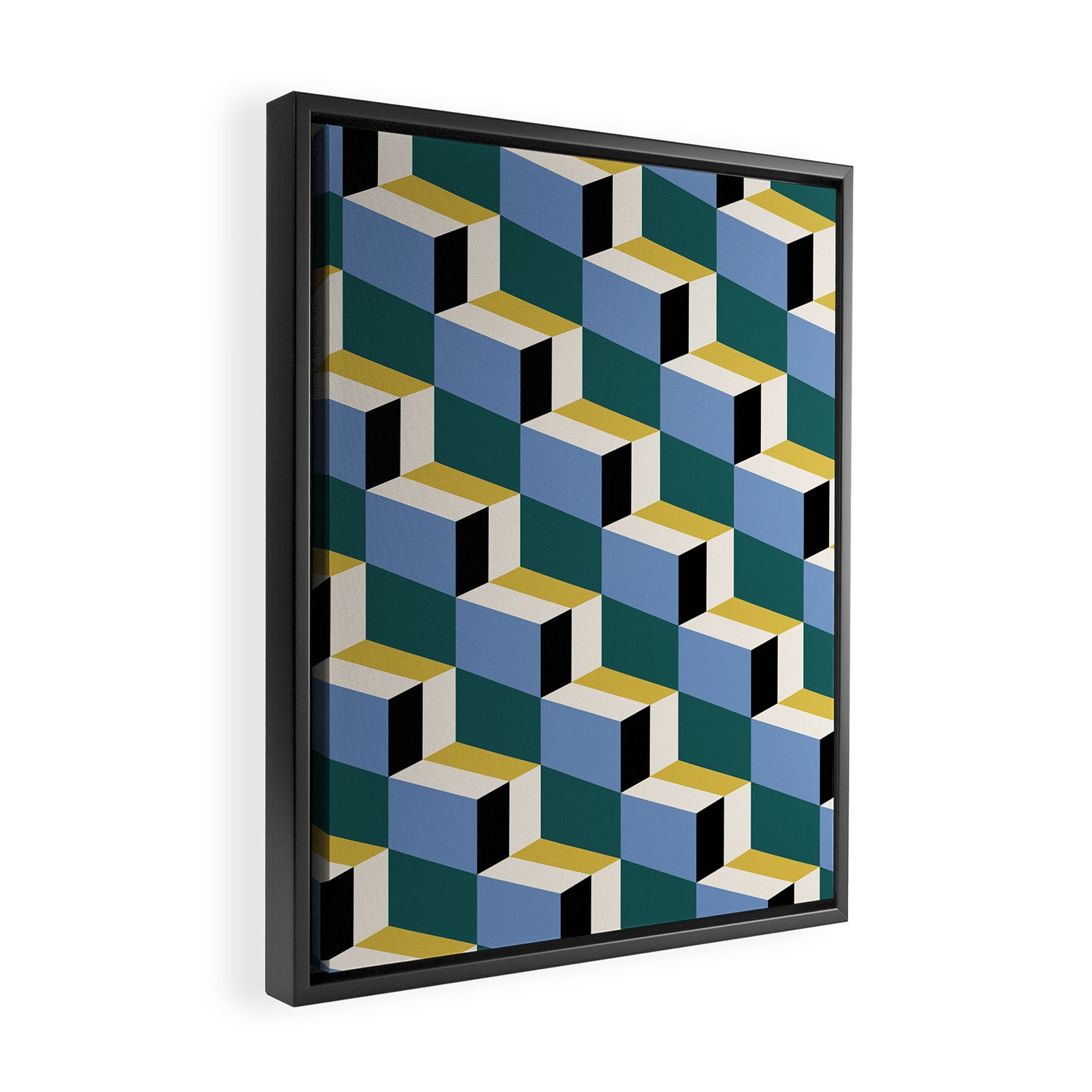 Cuboid Geometric Abstract Shapes Pattern XXXV Framed Canvas Print Gallery Image 2