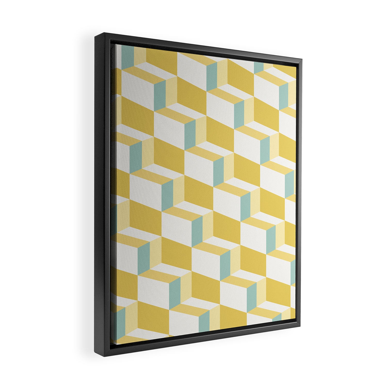 Cuboid Geometric Abstract Shapes Pattern XXXVI Framed Canvas Print Gallery Image 2