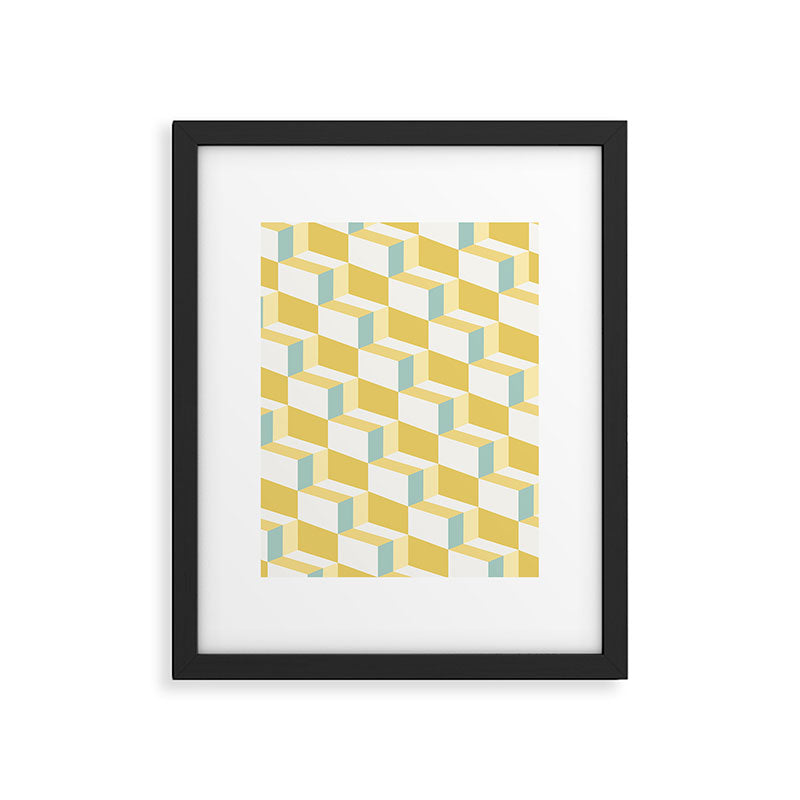 Cuboid Geometric Abstract Shapes Pattern XXXVI Framed Art Print Gallery Image 6