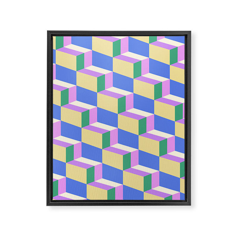 Cuboid Geometric Abstract Shapes Pattern XXXVII Framed Canvas Print Gallery Image 8