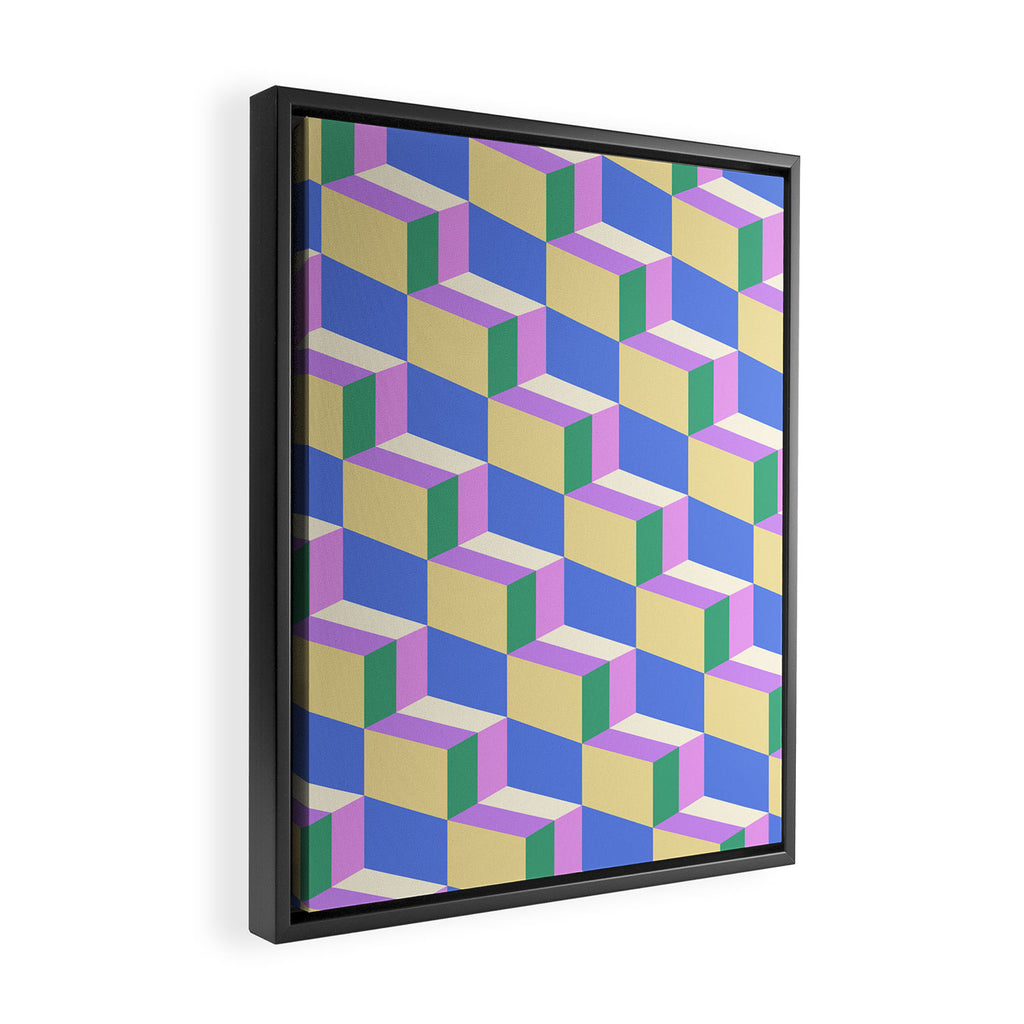 Cuboid Geometric Abstract Shapes Pattern XXXVII Framed Canvas Print Gallery Image 2