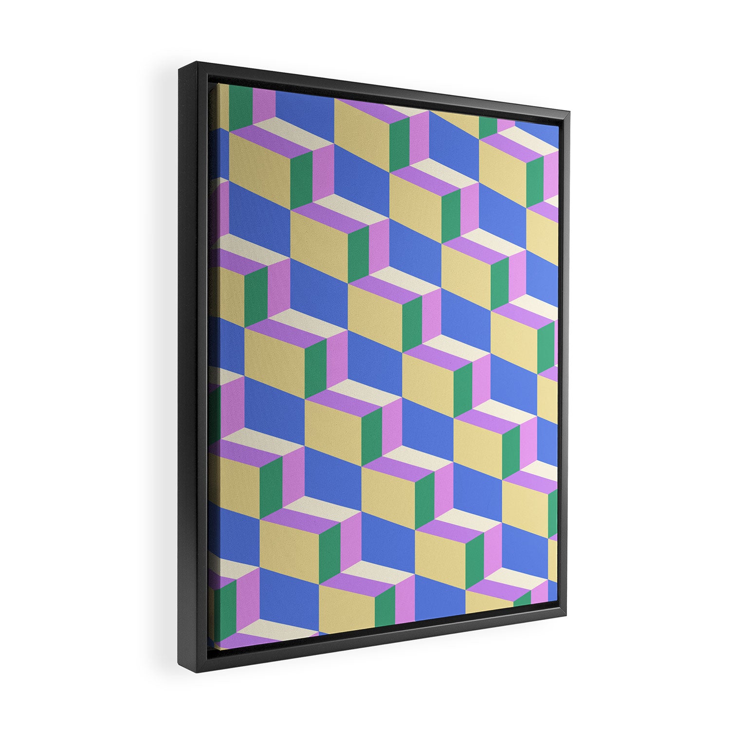 Cuboid Geometric Abstract Shapes Pattern XXXVII Framed Canvas Print Gallery Image 2