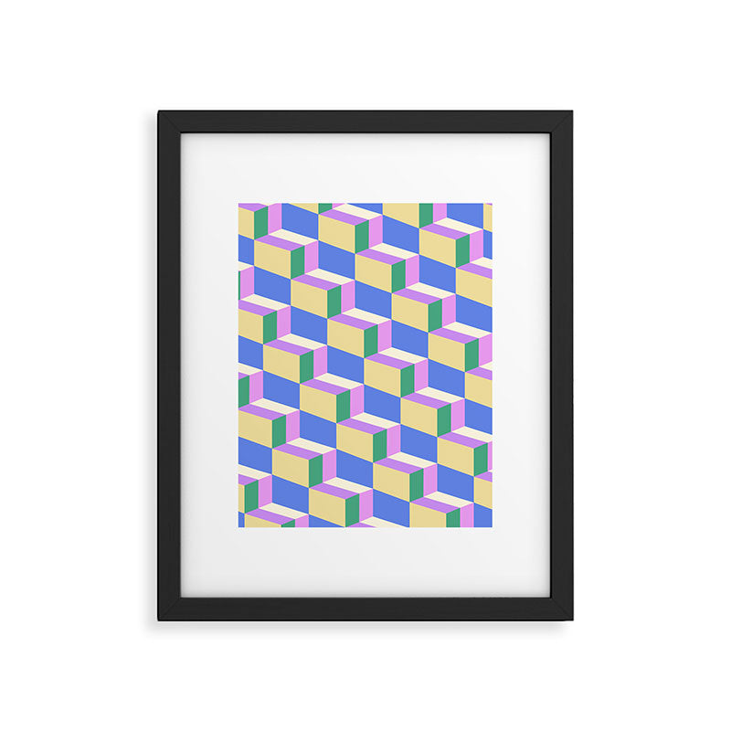 Cuboid Geometric Abstract Shapes Pattern XXXVII Framed Art Print Gallery Image 6