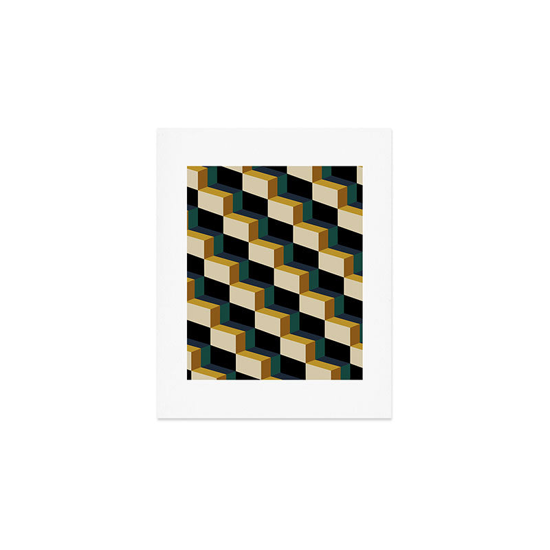 Cuboid Mid Century Abstract Shapes Pattern I Art Print Gallery Image 1