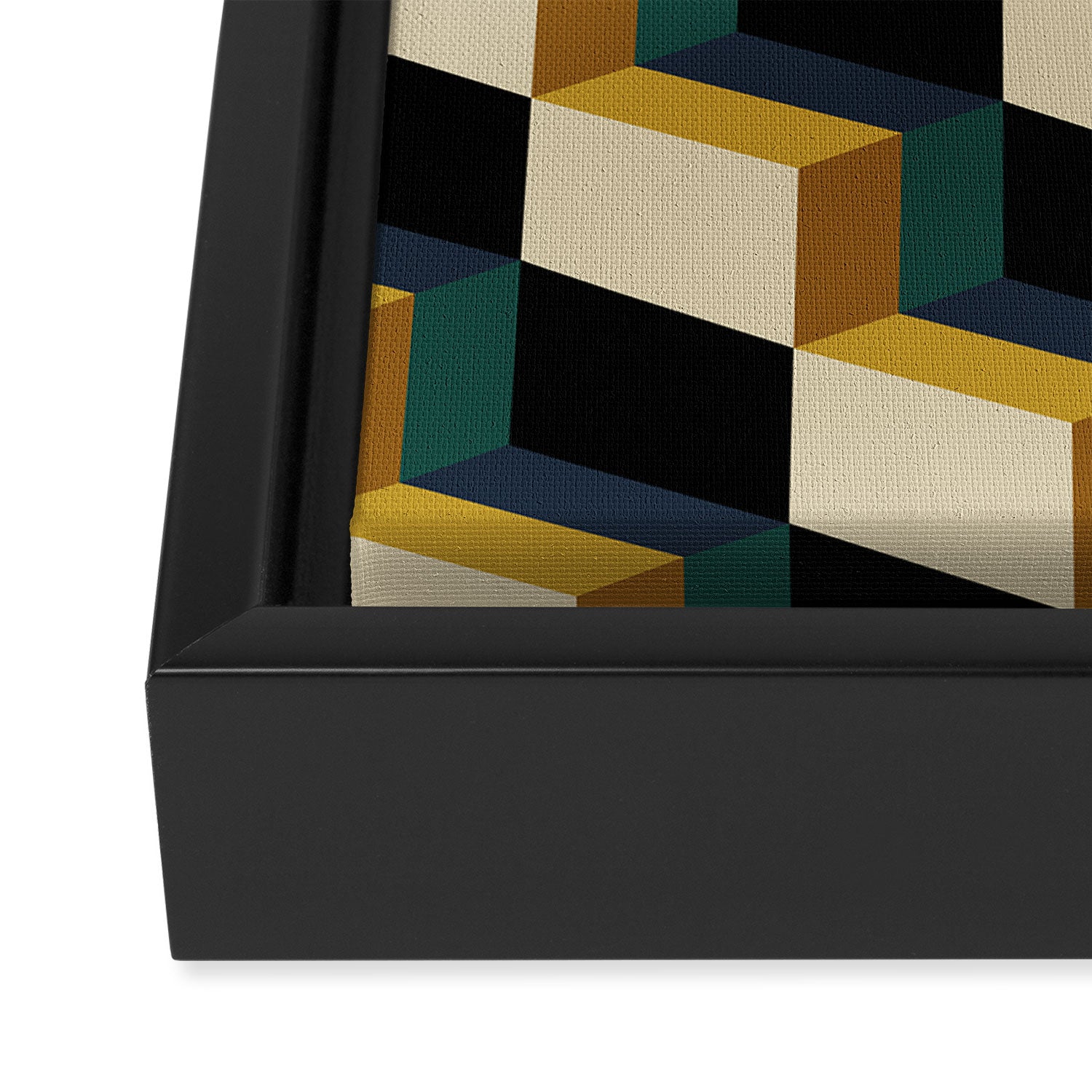 Cuboid Mid Century Abstract Shapes Pattern I Framed Canvas Print Gallery Image 3
