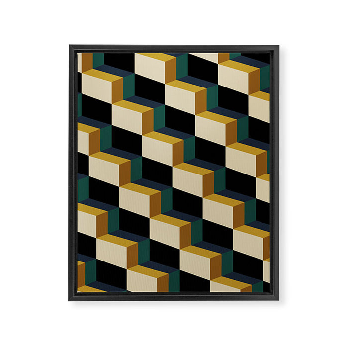 Cuboid Mid Century Abstract Shapes Pattern I Framed Canvas Print Gallery Image 1