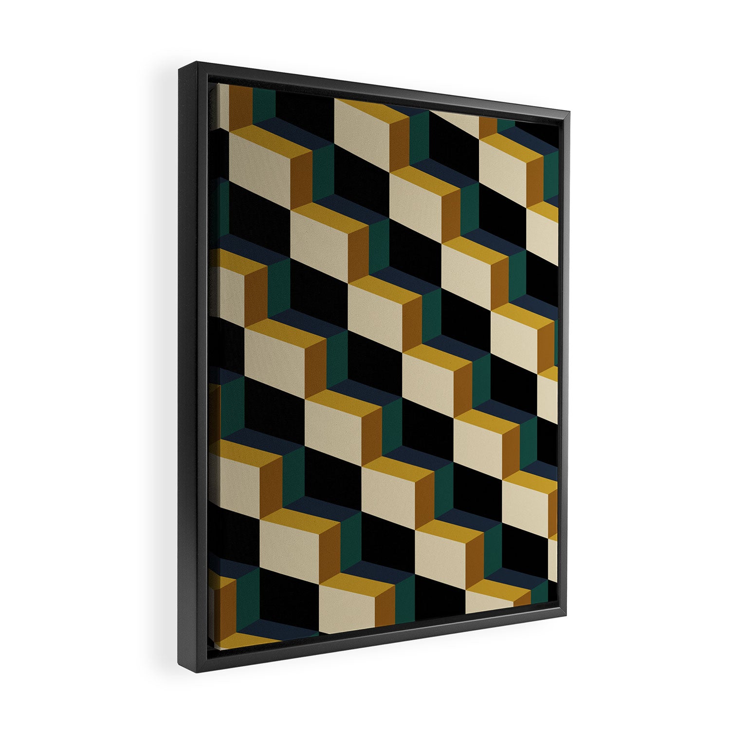 Cuboid Mid Century Abstract Shapes Pattern I Framed Canvas Print Gallery Image 2