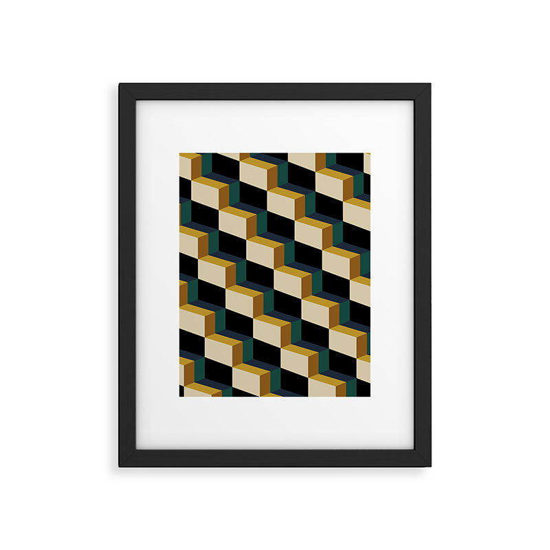 Cuboid Mid Century Abstract Shapes Pattern I Framed Art Print Gallery Image 6