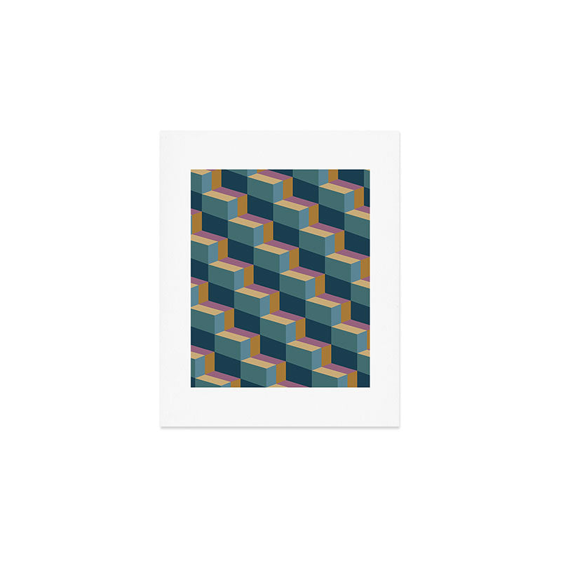 Cuboid Mid Century Abstract Shapes Pattern II Art Print Gallery Image 1