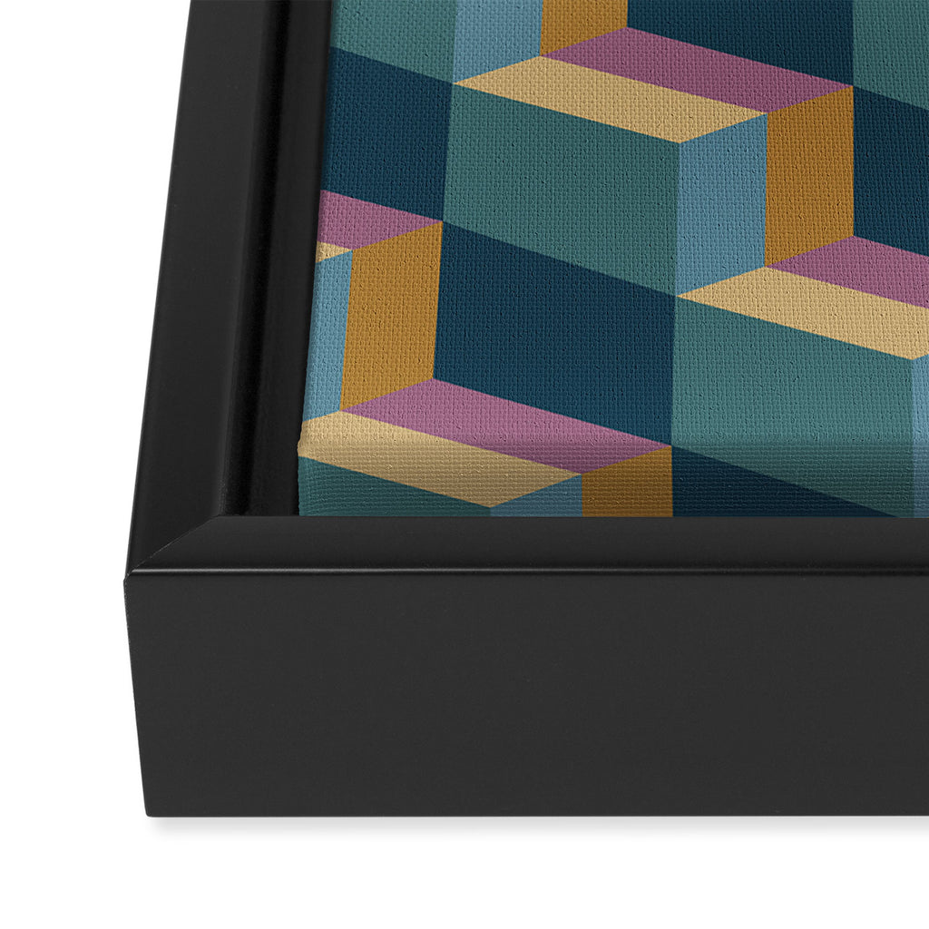Cuboid Mid Century Abstract Shapes Pattern II Framed Canvas Print Gallery Image 3