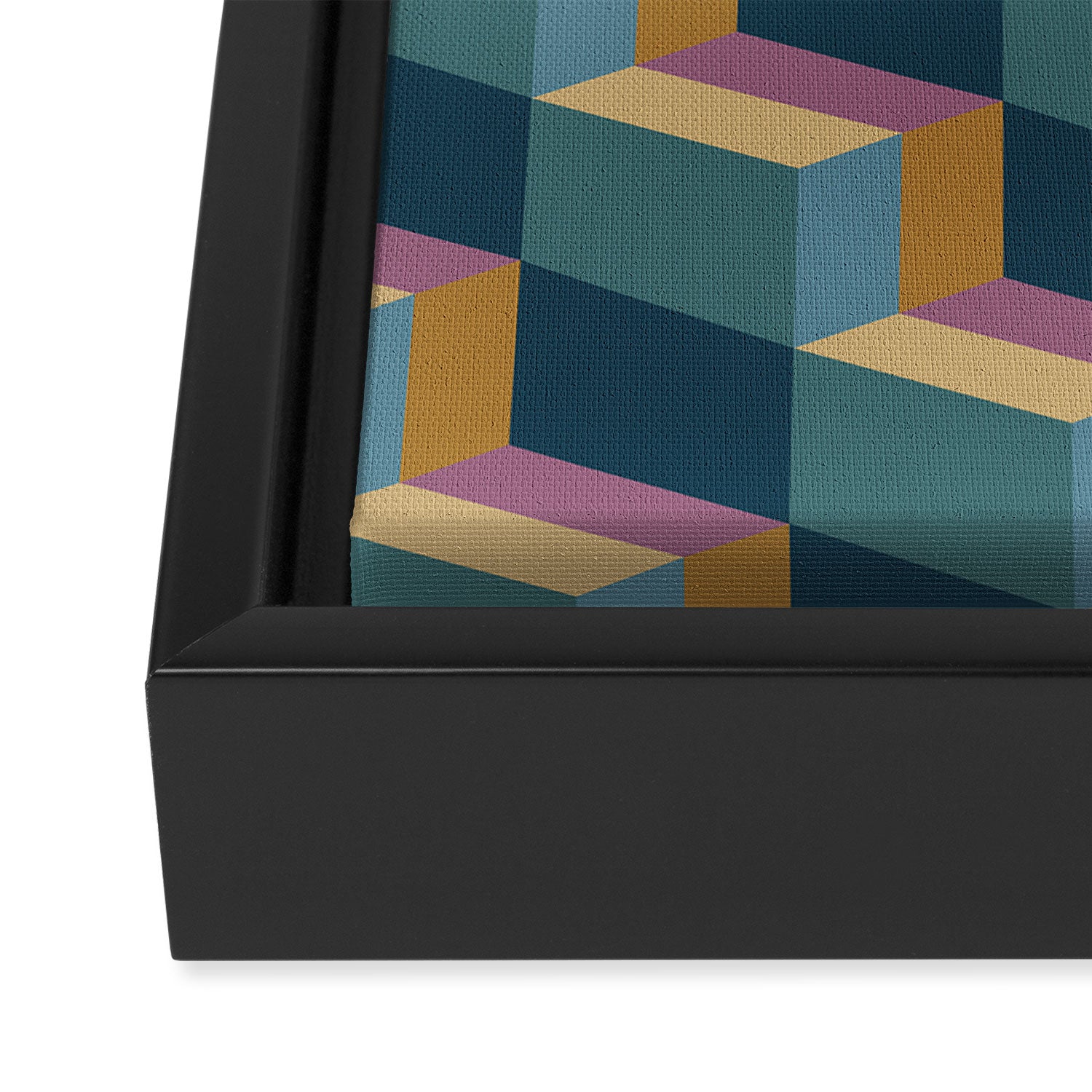 Cuboid Mid Century Abstract Shapes Pattern II Framed Canvas Print Gallery Image 3